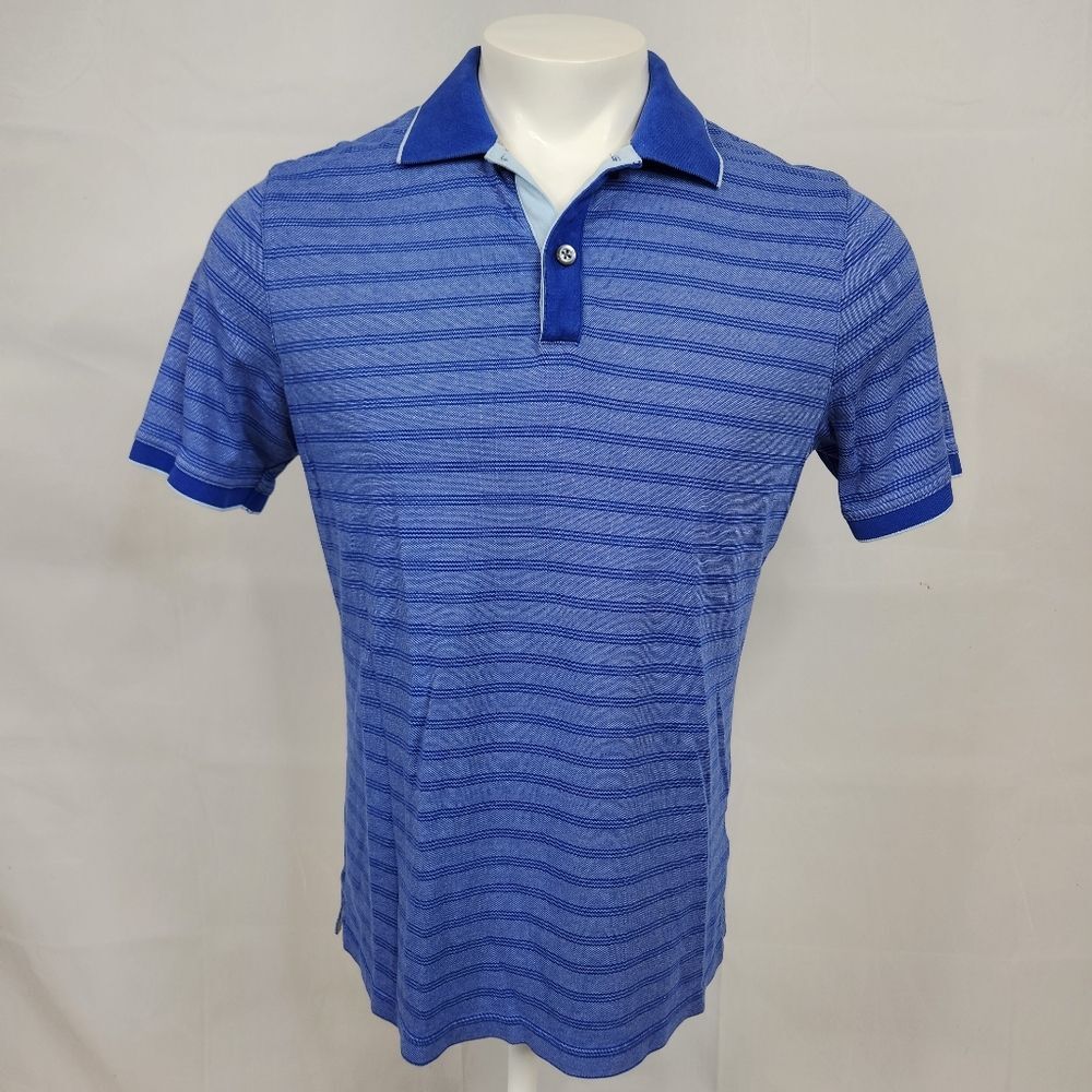 3/$25 Banana Republic Blue Striped Short Sleeve Polo Shirt Sz Medium
